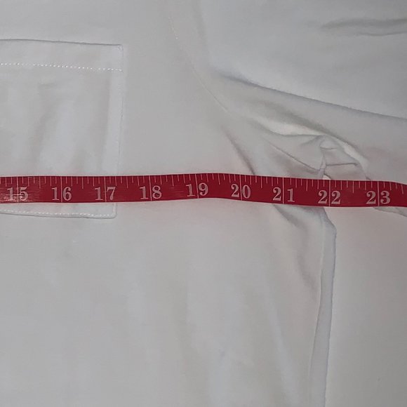 NWOT Denim & Co Women's Cotton Blend Tunic V-Neck Short Sleeve Shirt White Sz Lg - Picture 6 of 8